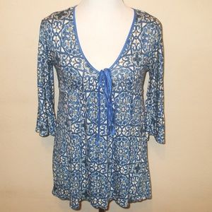 Express Blue Paisley Empire Waist Top